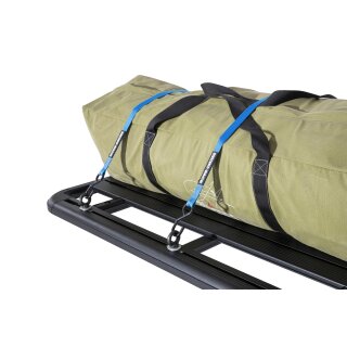 Rhino Rack Zurrgurt (2), Klemmschloß mit Gummischutz und Haken, 3m lang, blau