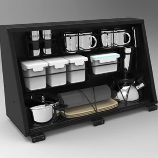 Alu Cab Seitenfach Universal 750 mit Küchen Set, Schwarz