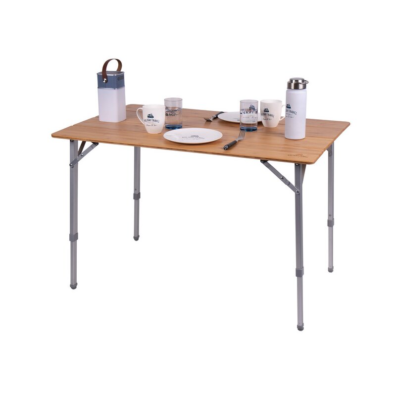 Camping-Tisch mit Bambusplatte - 100 x 65 x 42/65 cm  Upgrade dein F