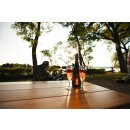 Camping-Tisch mit Bambusplatte - 100 x 65 x 42/65 cm