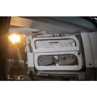 CAMPERGANG-Packtaschen / Fenstertaschen VW T5/T6/T6.1 für Multivan und California Beach in Hellgrau