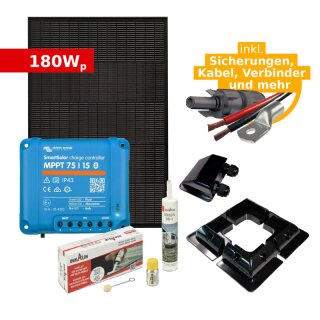 Solar Komplettset 180Wp für Camper & Wohnmobil (mit Victron Laderegler)